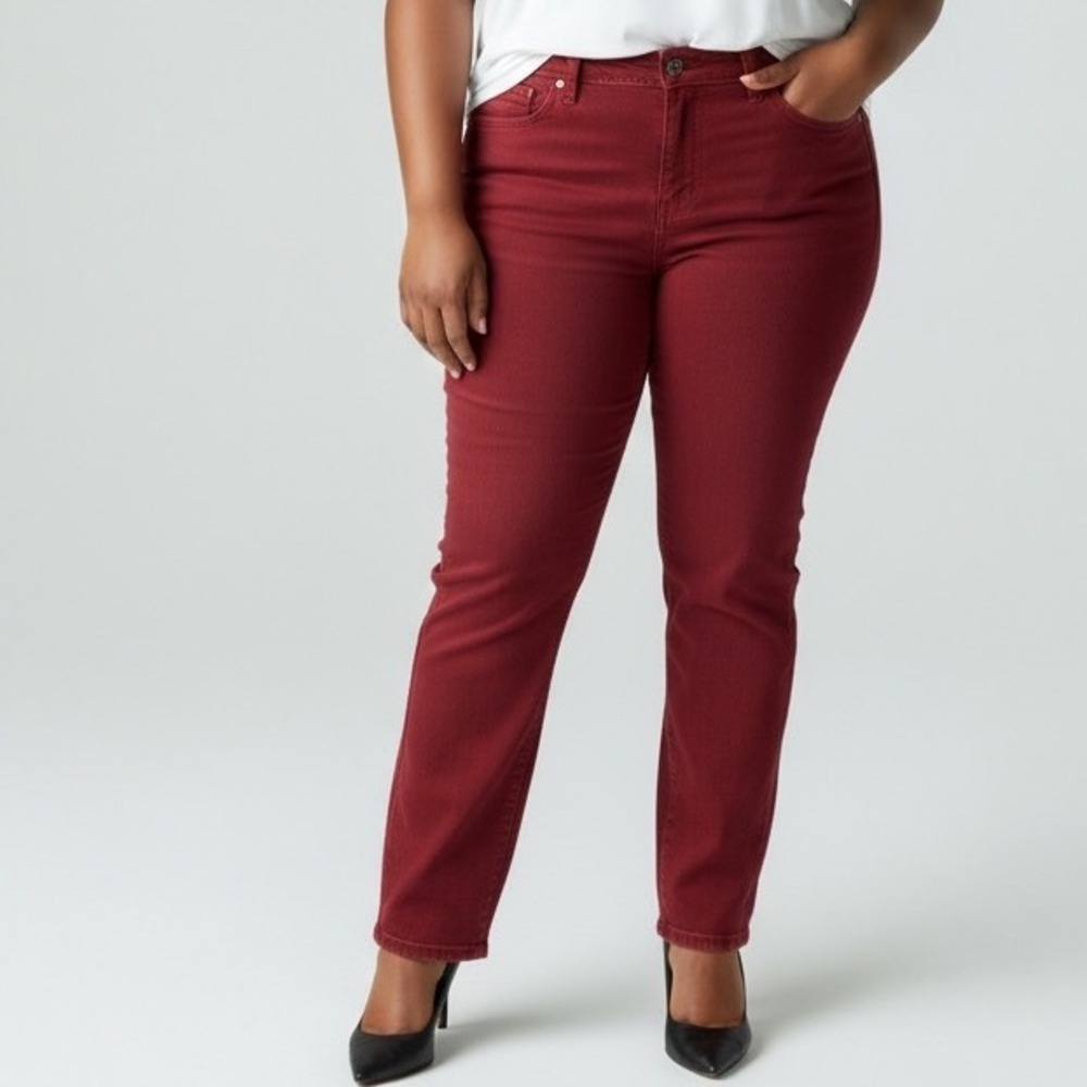 FDJ French Dressing Jeans Petite Olivia Straight Leg Red Women's Size‎ 8P